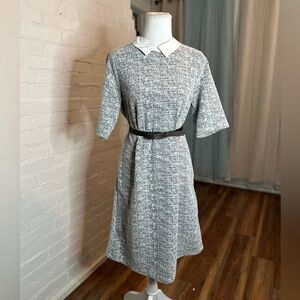 Bellambria Grey Shift Dress with White Neck Collar